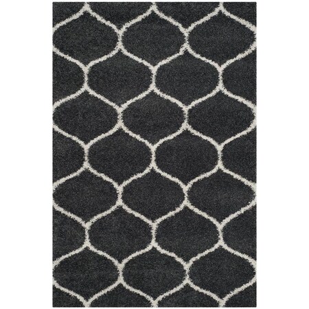 Safavieh 5 ft. 1 in. x 7 ft. 6 in. Hudson Shag Power Loomed Rug; Dark Grey & Ivory - Medium Rectangle SGH280G-5
